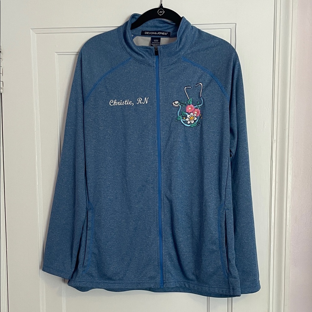 Blue Zip-Up Nursing Jacket